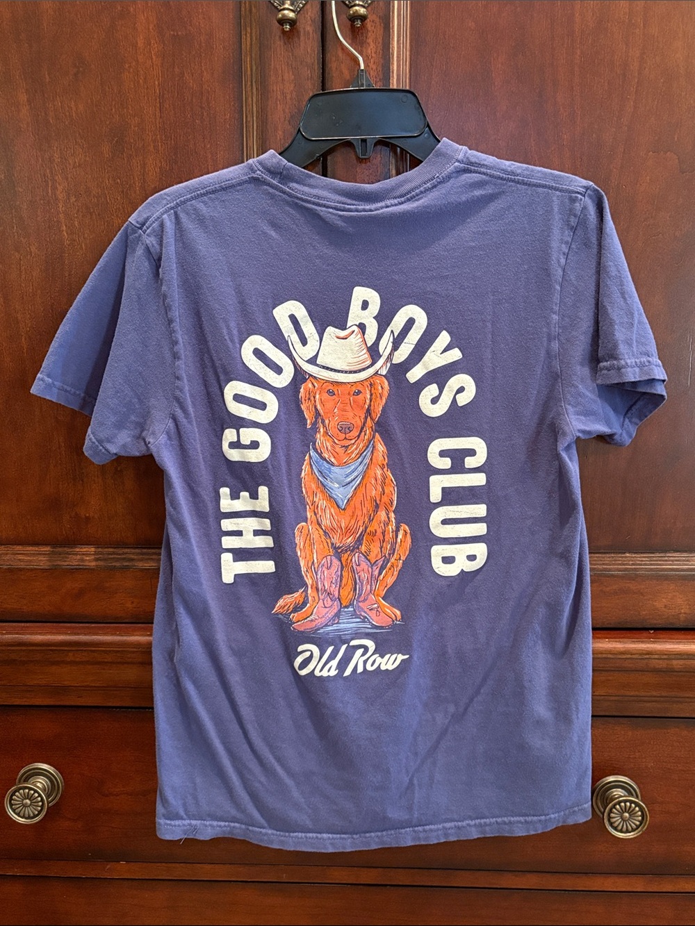 ✨ OLD ROW ✨ The Good Boys Club Graphic Tee - Blue with Orange Dog, Small